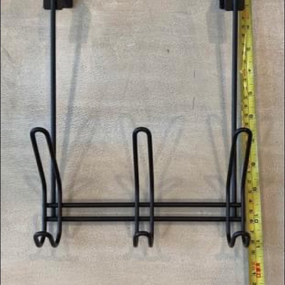 6 Hook Metal Over The Door Coat Hanger Black - Picture 3 of 8